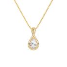 Lucina Pear Halo Pave Twist Lab-Grown Diamond Pendant Necklace in 14K Yellow Gold, front view