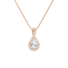 Lucina Pear Halo Pave Twist Lab-Grown Diamond Pendant Necklace in 14K Rose Gold, front view