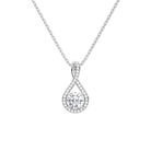Lucina Round Halo Pave Twist Lab-Grown Diamond Pendant Necklace in Platinum, front view