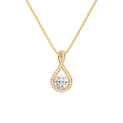 Lucina Round Halo Pave Twist Lab-Grown Diamond Pendant Necklace in 18K Yellow Gold, front view