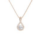 Lucina Round Halo Pave Twist Lab-Grown Diamond Pendant Necklace in 14K Rose Gold, front view