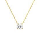 Solenne Cushion Solitaire Lab-Grown Diamond Necklace in 14K Yellow Gold, front view