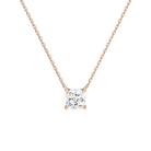 Solenne Cushion Solitaire Lab-Grown Diamond Necklace in 14K Rose Gold, front view