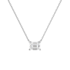 Solenne Emerald Solitaire Lab-Grown Diamond Necklace in Platinum, front view