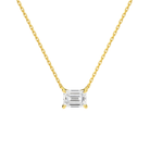 Solenne Emerald Solitaire Lab-Grown Diamond Necklace in 14K Yellow Gold, front view