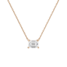 Solenne Emerald Solitaire Lab-Grown Diamond Necklace in 14K Rose Gold, front view