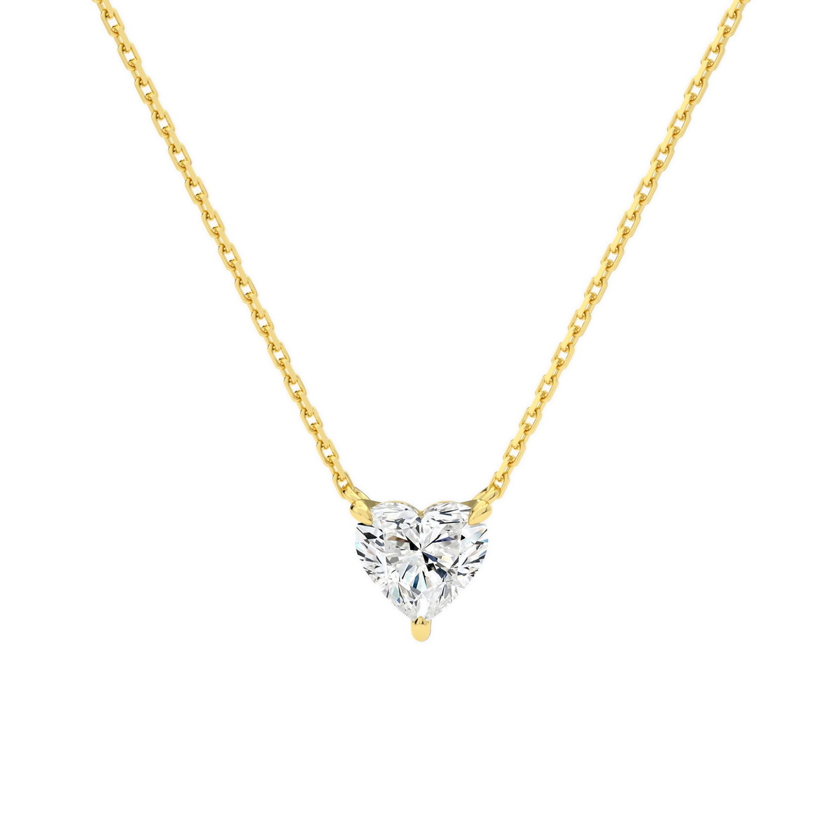 Solenne Heart Solitaire Lab-Grown Diamond Necklace in 14K Yellow Gold, front view