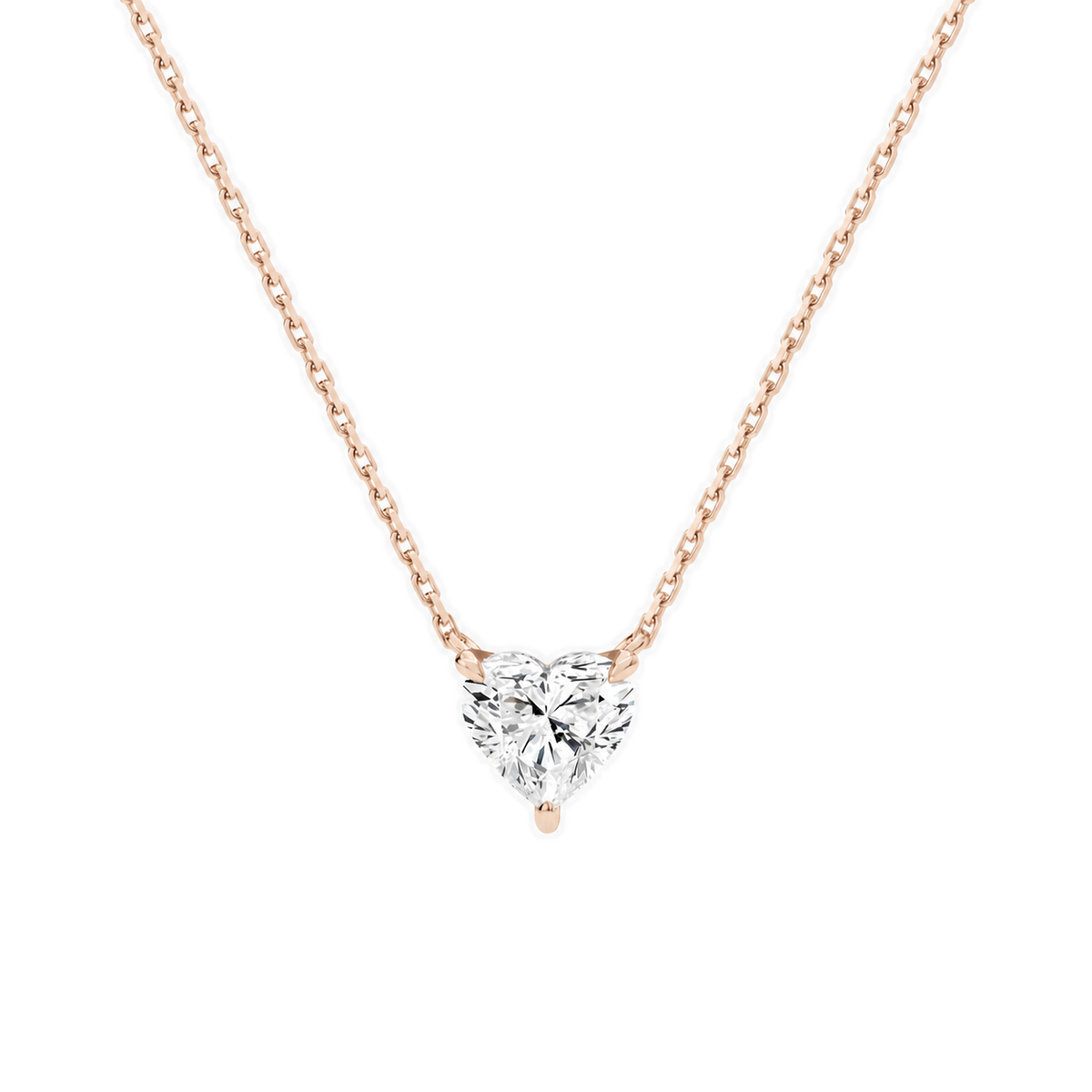 Solenne Heart Solitaire Lab-Grown Diamond Necklace in 14K Rose Gold, front view