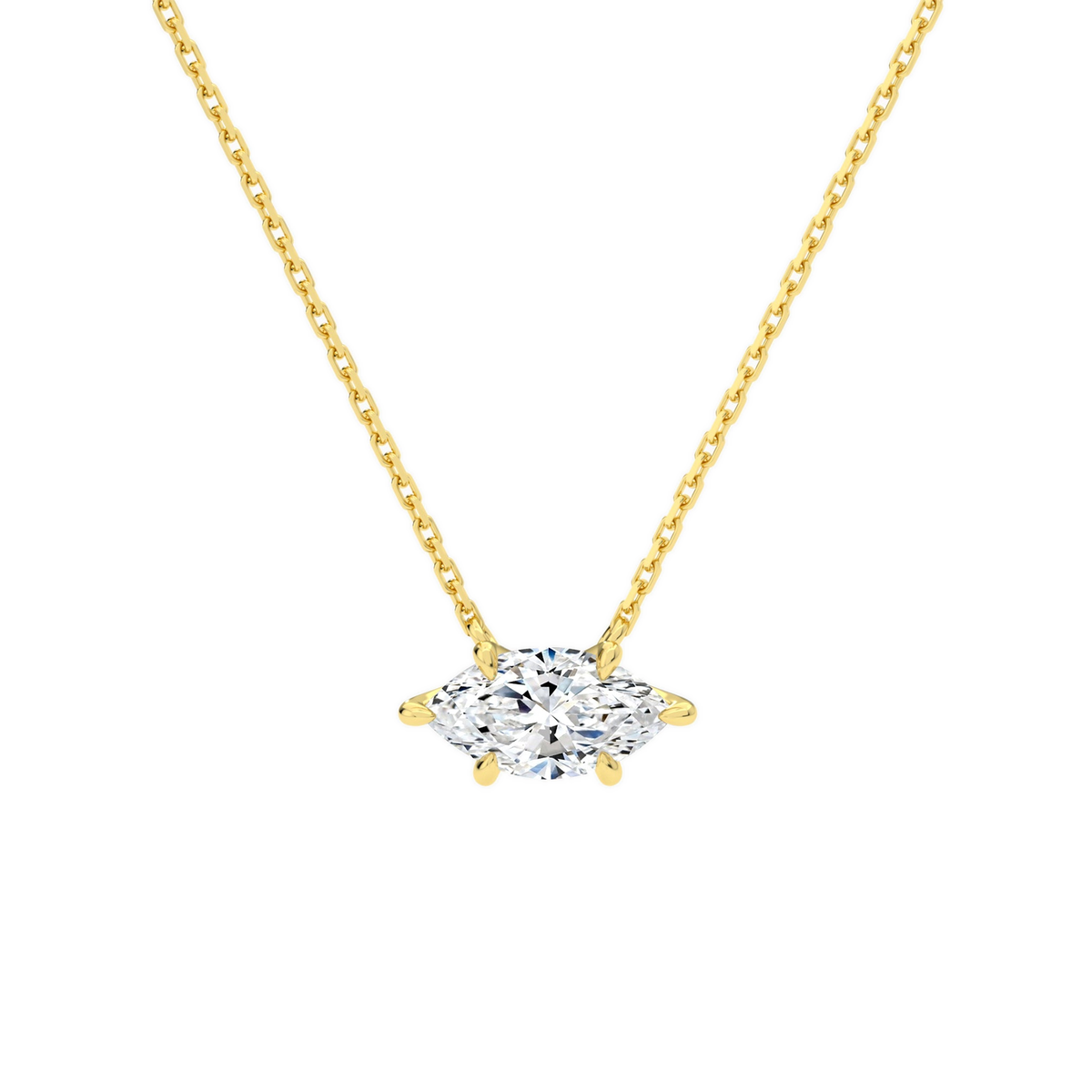 Solenne Marquise Solitaire Lab-Grown Diamond Necklace in 14K Yellow Gold, front view