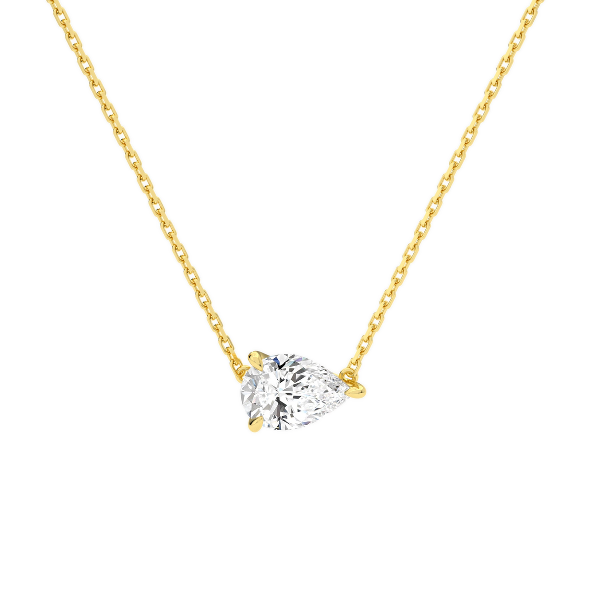 Solenne Pear Solitaire Lab-Grown Diamond Necklace in 18K Yellow Gold, front view