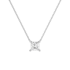 Solenne Princess Solitaire Lab-Grown Diamond Necklace in Platinum, front view