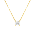 Solenne Princess Solitaire Lab-Grown Diamond Necklace in 14K Yellow Gold, front view