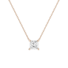 Solenne Princess Solitaire Lab-Grown Diamond Necklace in 14K Rose Gold, front view