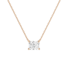 Solenne Radiant Solitaire Lab-Grown Diamond Necklace in 14K Rose Gold, front view