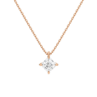 Elysia Asscher Solitaire Lab-Grown Diamond Pendant Necklace in 14K Rose Gold, front view