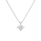 Elysia Cushion Solitaire Lab-Grown Diamond Pendant Necklace in 18K White Gold, front view