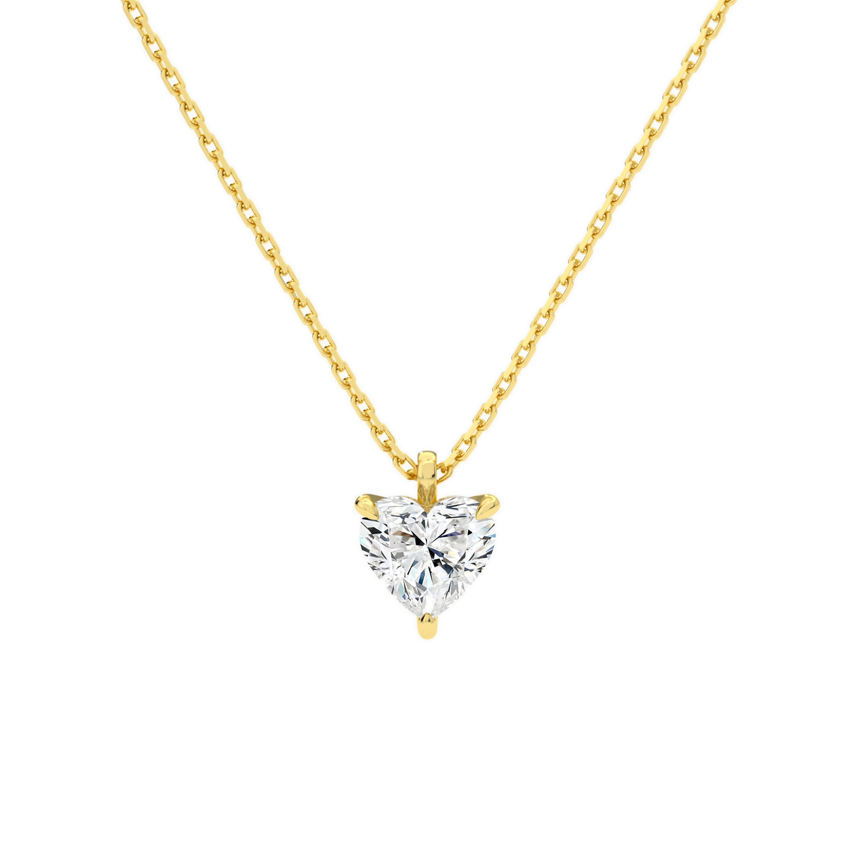 Elysia Heart Solitaire Lab-Grown Diamond Pendant Necklace in 18K Yellow Gold, front view
