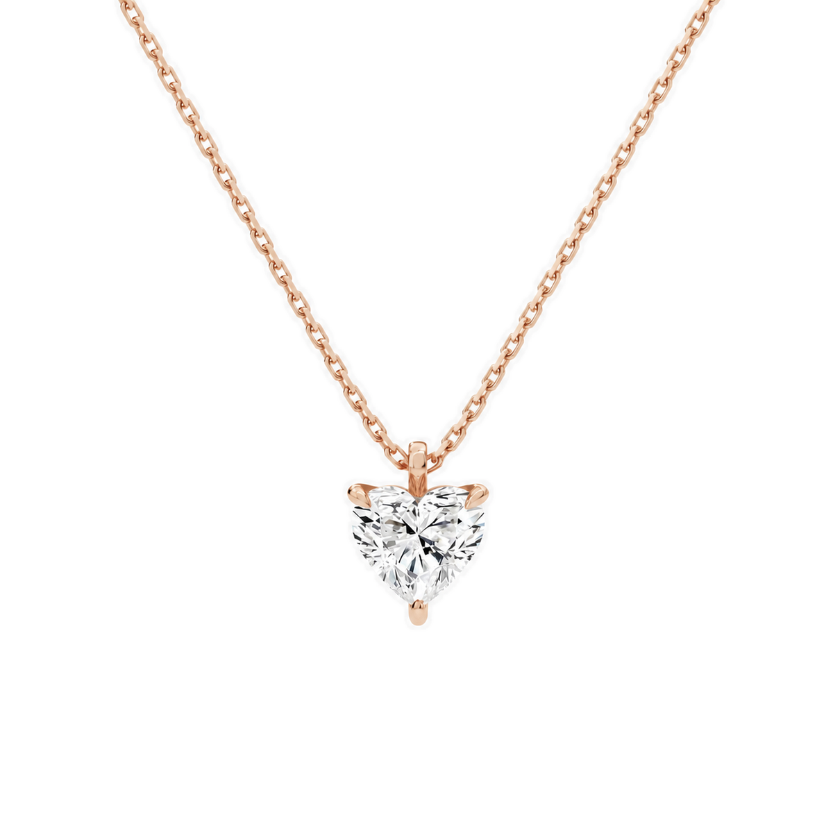 Elysia Heart Solitaire Lab-Grown Diamond Pendant Necklace in 14K Rose Gold, front view
