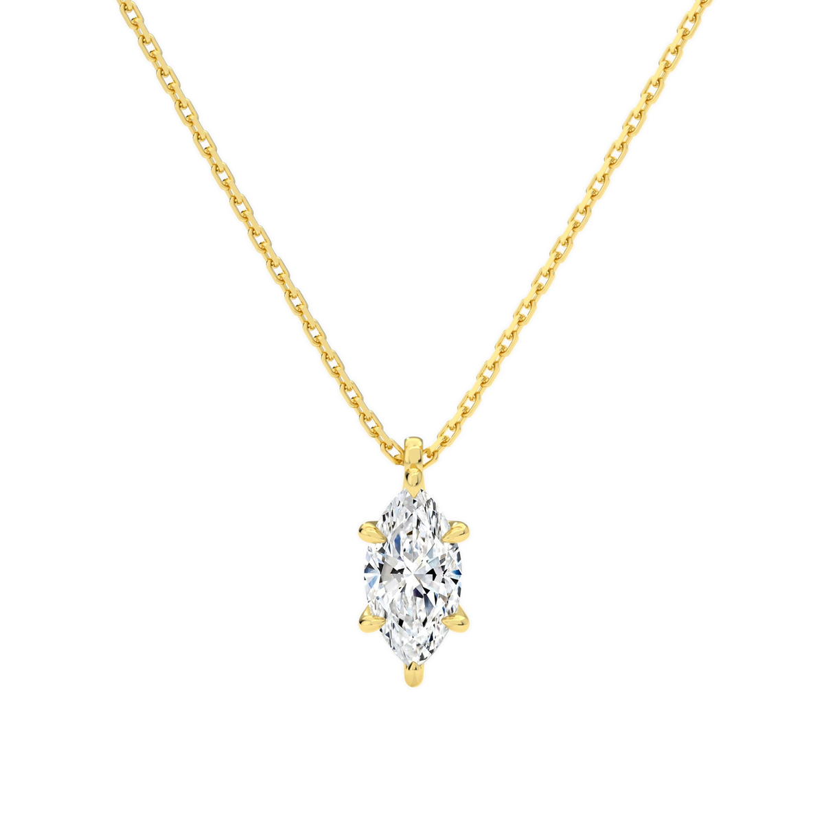 Elysia Marquise Solitaire Lab-Grown Diamond Pendant Necklace in 18K Yellow Gold, front view