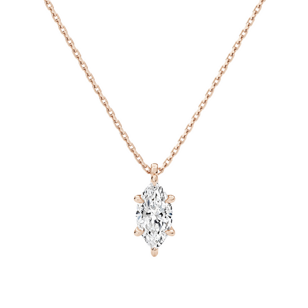 Elysia Marquise Solitaire Lab-Grown Diamond Pendant Necklace in 14K Rose Gold, front view