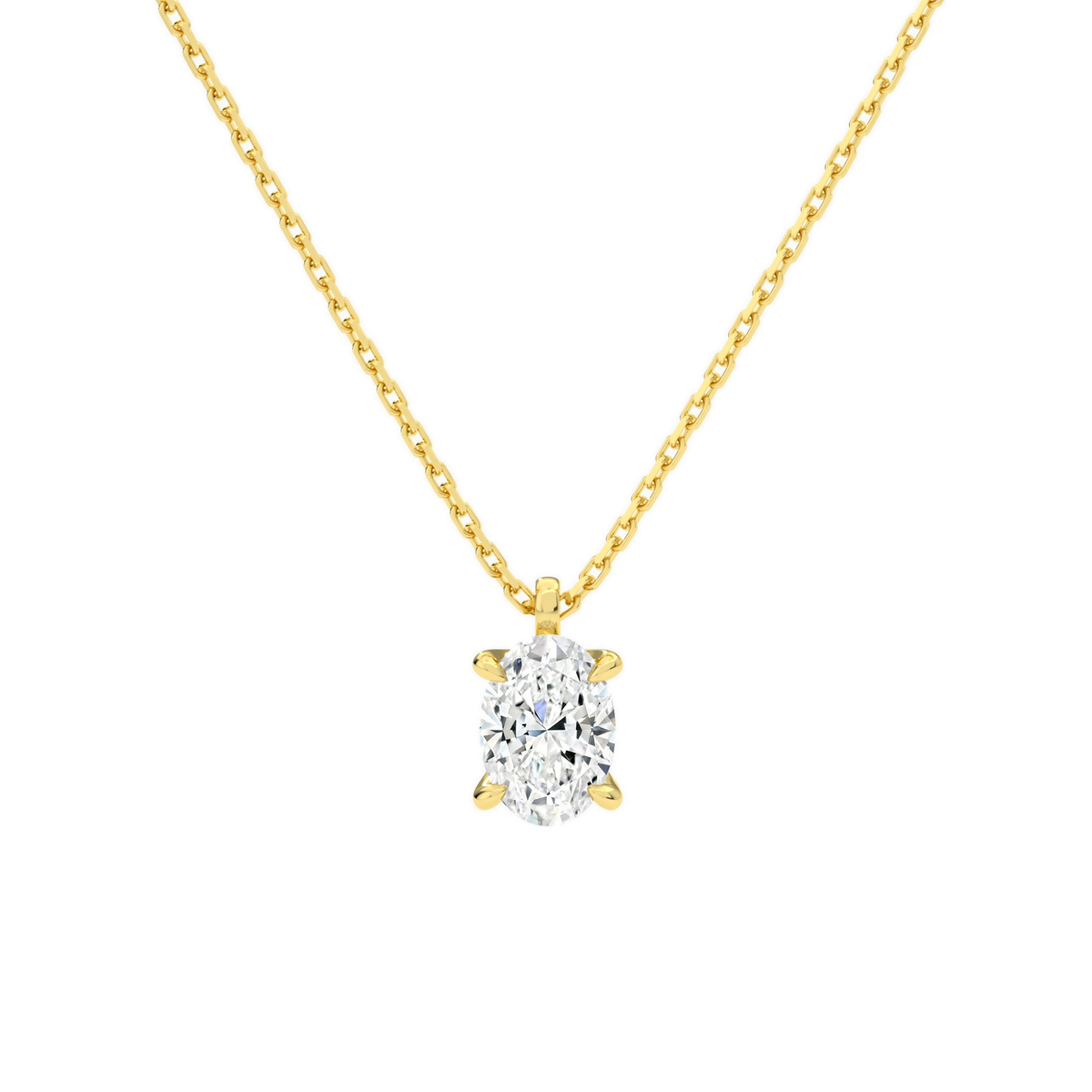 Elysia Oval Solitaire Lab-Grown Diamond Pendant Necklace in 18K Yellow Gold, front view