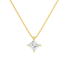 Elysia Princess Solitaire Lab-Grown Diamond Pendant Necklace in 14K Yellow Gold, front view