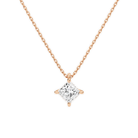 Elysia Princess Solitaire Lab-Grown Diamond Pendant Necklace in 14K Rose Gold, front view