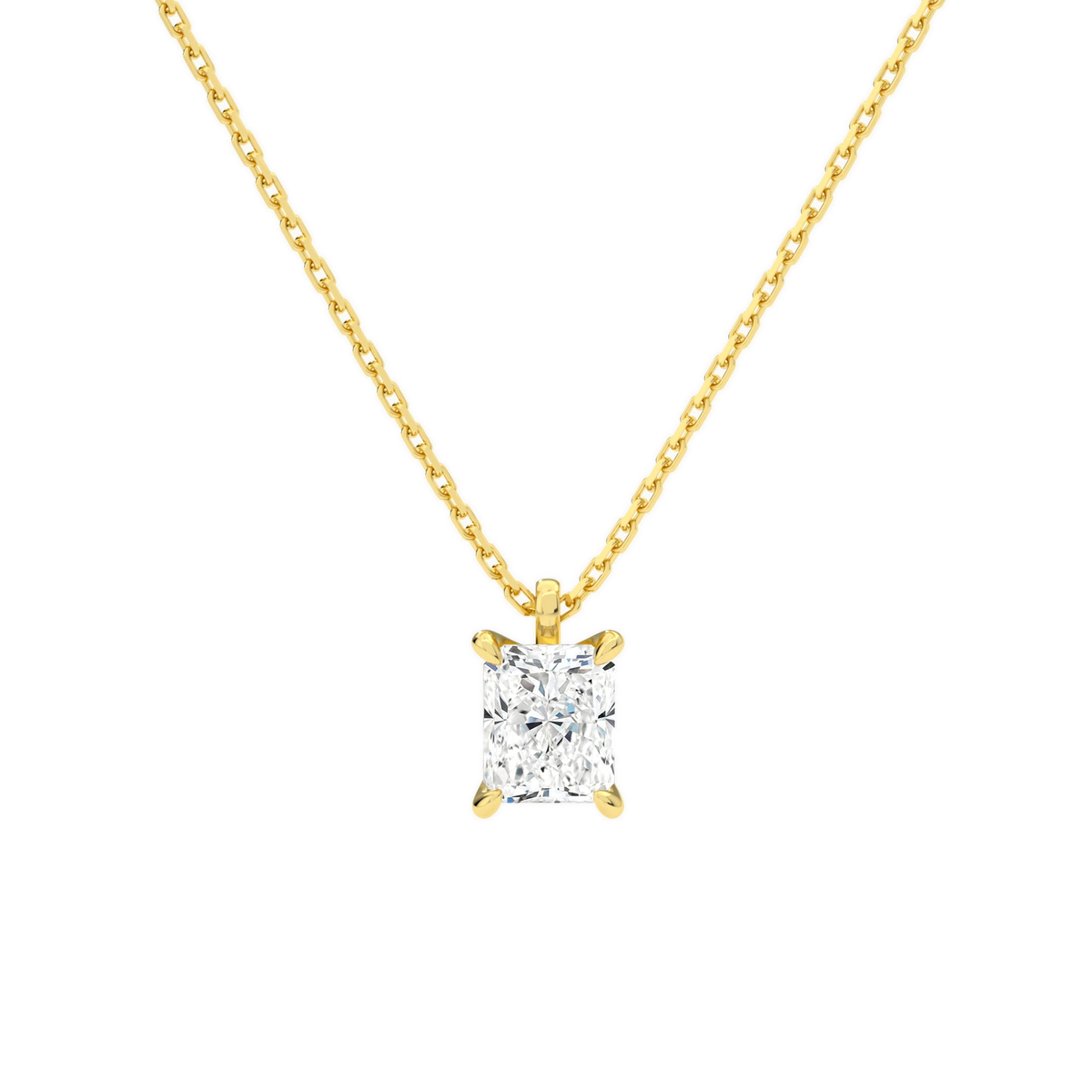Elysia Radiant Solitaire Lab-Grown Diamond Pendant Necklace in 14K Yellow Gold, front view