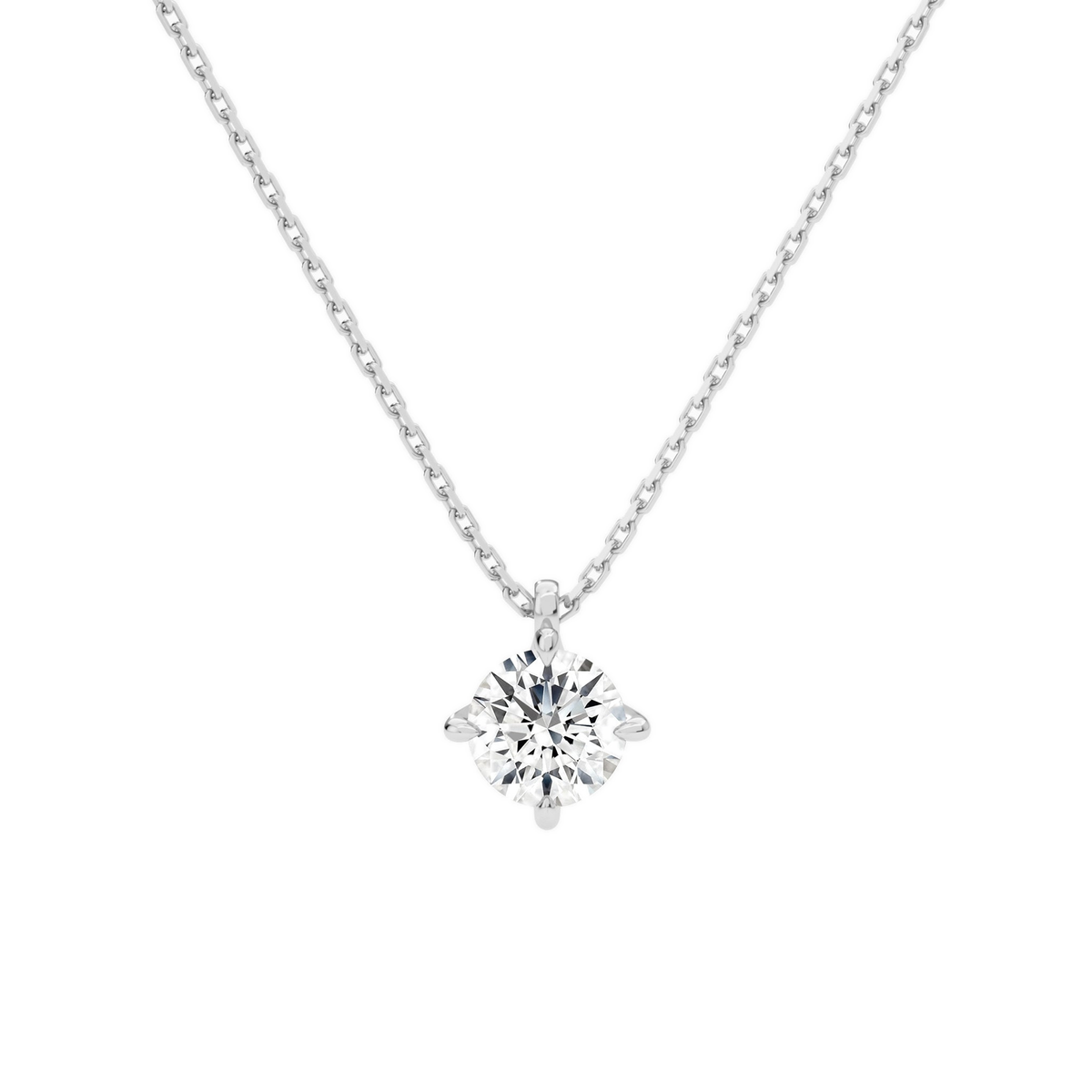 Elysia Round Solitaire Lab-Grown Diamond Pendant Necklace in 18K White Gold, front view