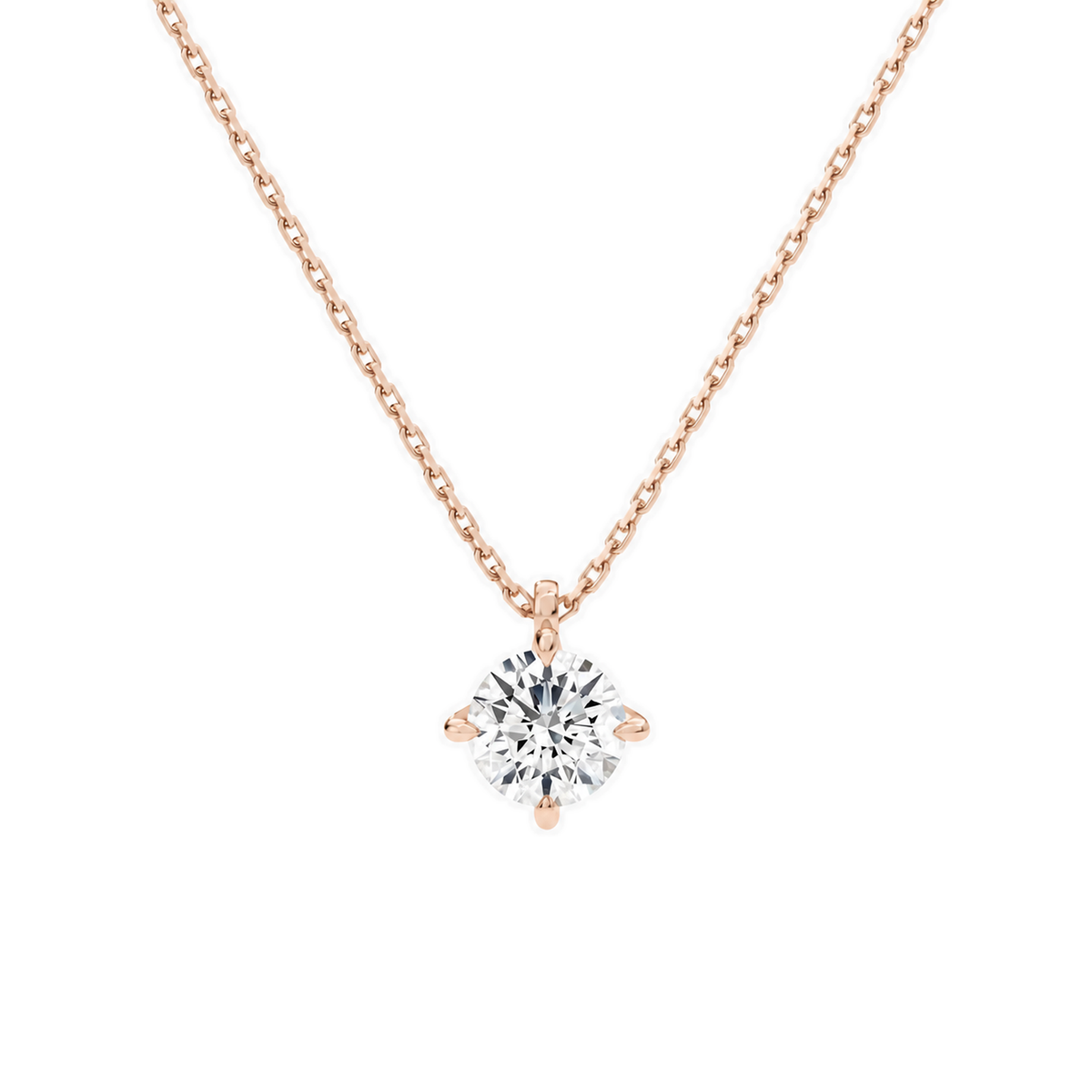 Elysia Round Solitaire Lab-Grown Diamond Pendant Necklace in 14K Rose Gold, front view