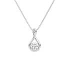 Auralie Cushion Solitaire Twist Lab-Grown Diamond Pendant Necklace in 18K White Gold, front view