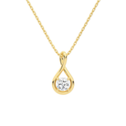 Auralie Cushion Solitaire Twist Lab-Grown Diamond Pendant Necklace in 14K Yellow Gold, front view