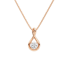 Auralie Cushion Solitaire Twist Lab-Grown Diamond Pendant Necklace in 14K Rose Gold, front view