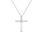 Marlowe Solitaire Cross Lab-Grown Diamond Pendant Necklace in 14K White Gold, front view