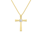 Marlowe Solitaire Cross Lab-Grown Diamond Pendant Necklace in 14K Yellow Gold, front view