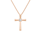Marlowe Solitaire Cross Lab-Grown Diamond Pendant Necklace in 14K Rose Gold, front view
