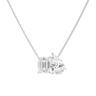 Aviana Emerald & Pear Toi Et Moi Lab-Grown Diamond Necklace in 18K White Gold, front view