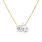 Aviana Emerald & Pear Toi Et Moi Lab-Grown Diamond Necklace in 14K Yellow Gold, front view