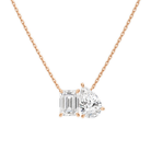 Aviana Emerald & Pear Toi Et Moi Lab-Grown Diamond Necklace in 14K Rose Gold, front view