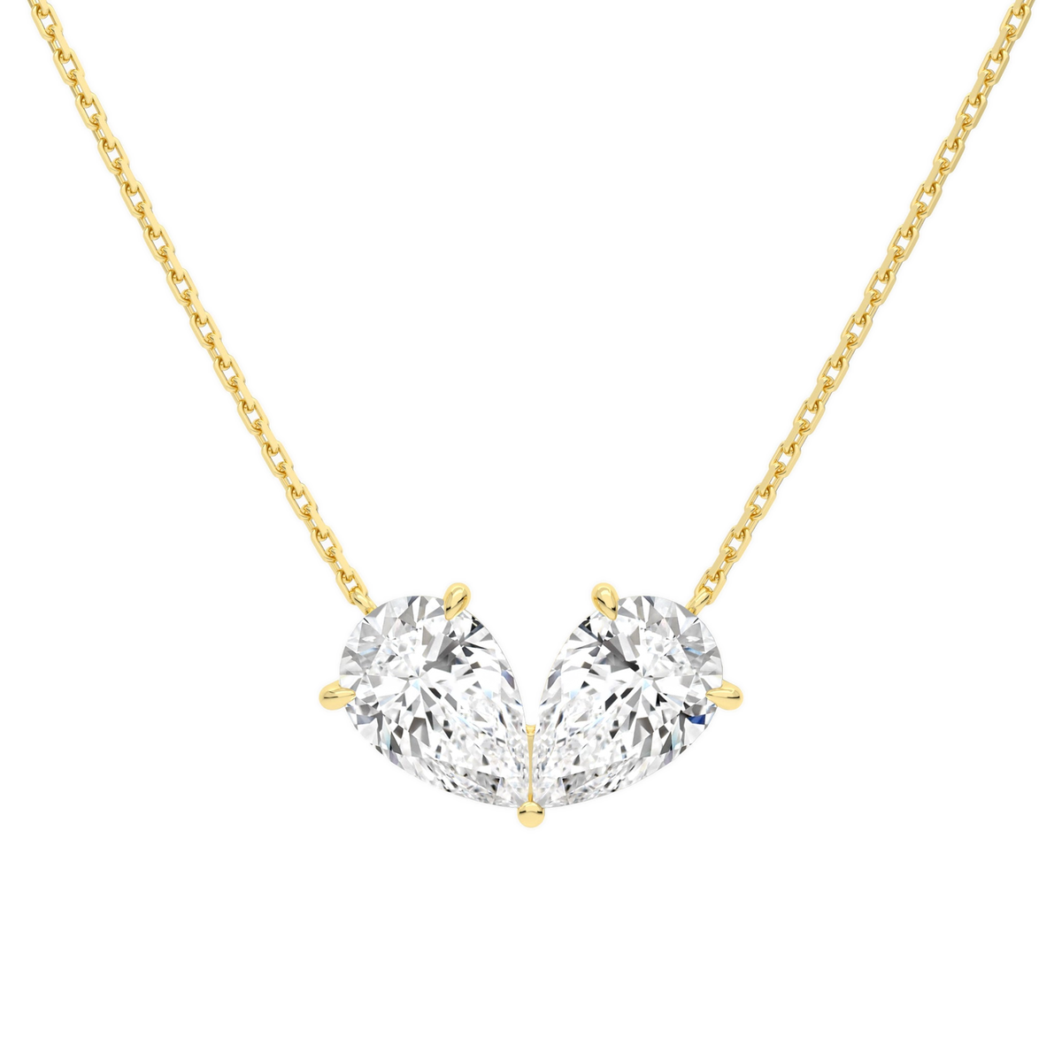 Aviana Double Pear Toi Et Moi Lab-Grown Diamond Necklace in 14K Yellow Gold, front view