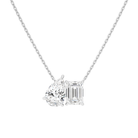 Aviana Pear & Emerald Toi Et Moi Lab-Grown Diamond Necklace in 18K White Gold, front view