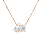 Aviana Pear & Emerald Toi Et Moi Lab-Grown Diamond Necklace in 14K Rose Gold, front view