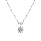 Valora Heart & Round Duo Drop Lab-Grown Diamond Necklace in 18K White Gold, front view