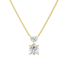 Valora Heart & Round Duo Drop Lab-Grown Diamond Necklace in 14K Yellow Gold, front view