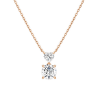 Valora Heart & Round Duo Drop Lab-Grown Diamond Necklace in 14K Rose Gold, front view