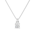 Valora Cushion & Pear Duo Drop Lab-Grown Diamond Necklace in Platinum, front view