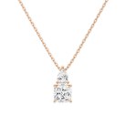 Valora Cushion & Pear Duo Drop Lab-Grown Diamond Necklace in 14K Rose Gold, front view