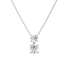 Valora Round Duo Drop Lab-Grown Diamond Necklace in Platinum, front view