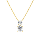 Valora Round Duo Drop Lab-Grown Diamond Necklace in 14K Yellow Gold, front view