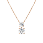 Valora Round Duo Drop Lab-Grown Diamond Necklace in 14K Rose Gold, front view